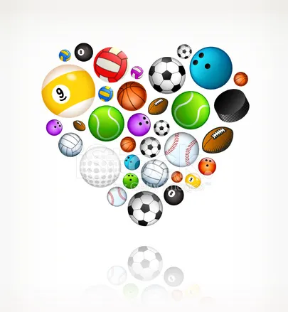 Heart made from sports balls